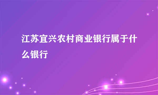 江苏宜兴农村商业银行属于什么银行