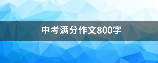 中考满分作文800字