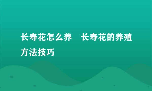 长寿花怎么养 长寿花的养殖方法技巧