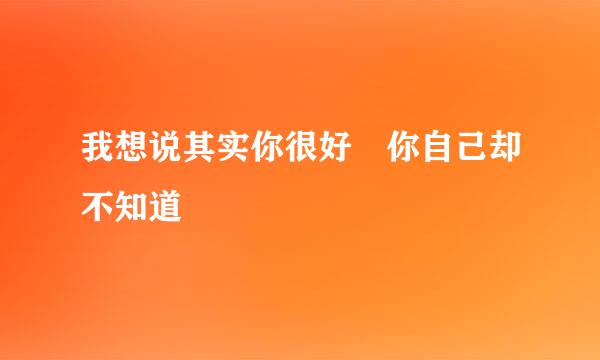 我想说其实你很好 你自己却不知道