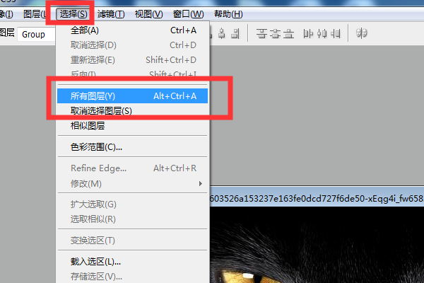PS中怎样将图层全部选中