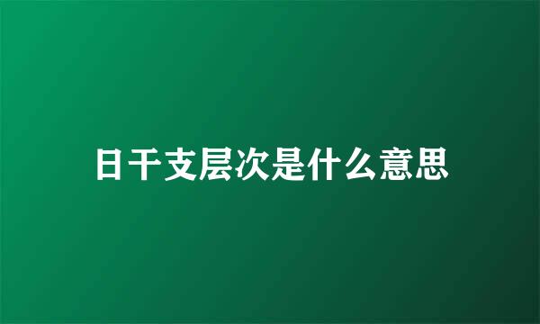 日干支层次是什么意思