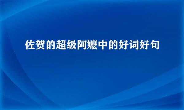 佐贺的超级阿嬷中的好词好句