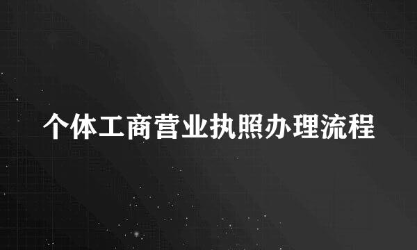 个体工商营业执照办理流程