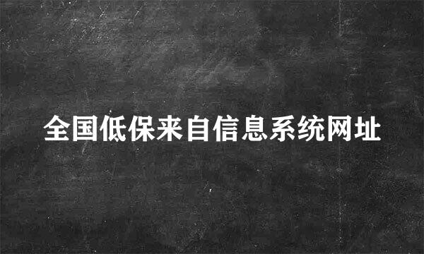 全国低保来自信息系统网址