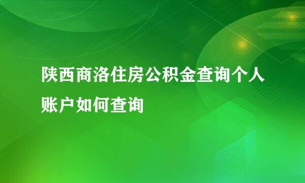 陕西商洛住房公积金查询个人账户如何查询