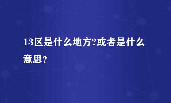 13区是什么地方?或者是什么意思？