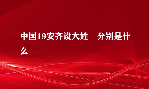 中国19安齐设大姓 分别是什么