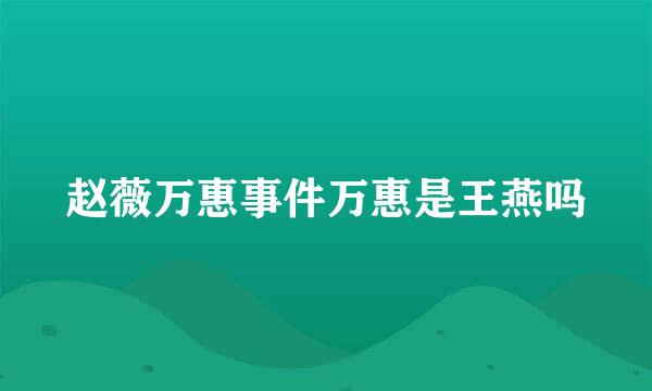 赵薇万惠事件万惠是王燕吗