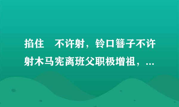 掐住 不许射，铃口簪子不许射木马宪离班父职极增祖，不许射打一成语