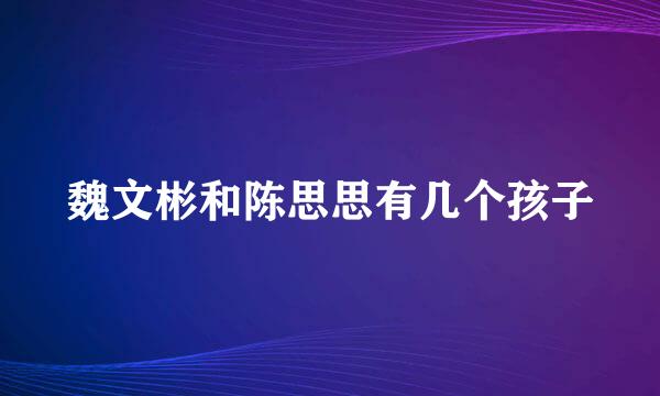 魏文彬和陈思思有几个孩子