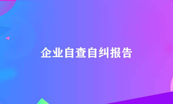 企业自查自纠报告