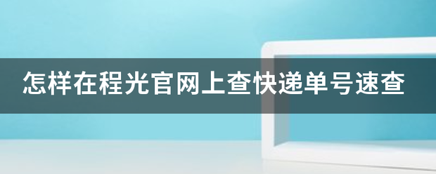 怎样在程光官网上查快递单号速查