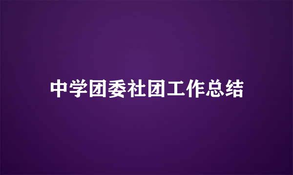 中学团委社团工作总结