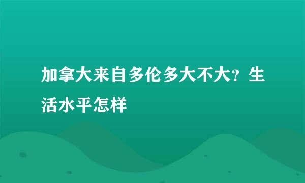 加拿大来自多伦多大不大？生活水平怎样