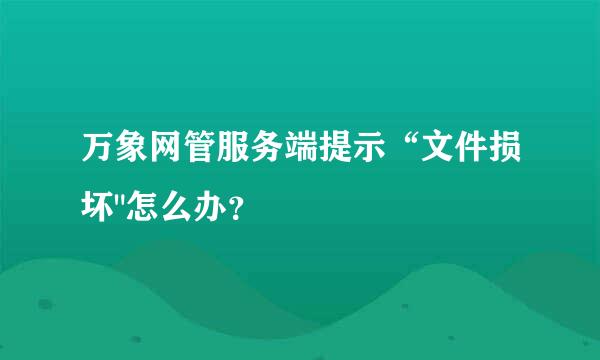 万象网管服务端提示“文件损坏