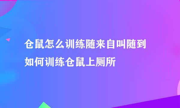 仓鼠怎么训练随来自叫随到 如何训练仓鼠上厕所