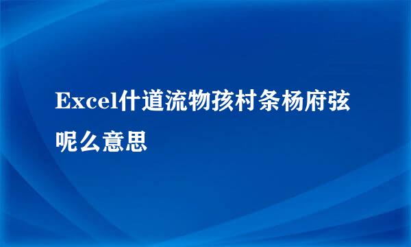 Excel什道流物孩村条杨府弦呢么意思