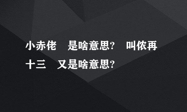 小赤佬 是啥意思? 叫侬再十三 又是啥意思?