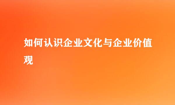 如何认识企业文化与企业价值观