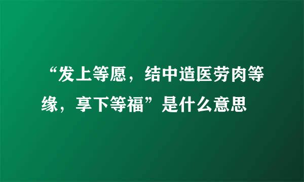 “发上等愿，结中造医劳肉等缘，享下等福”是什么意思