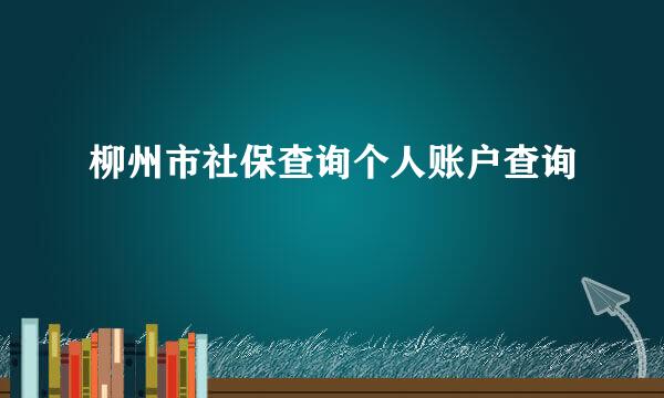 柳州市社保查询个人账户查询