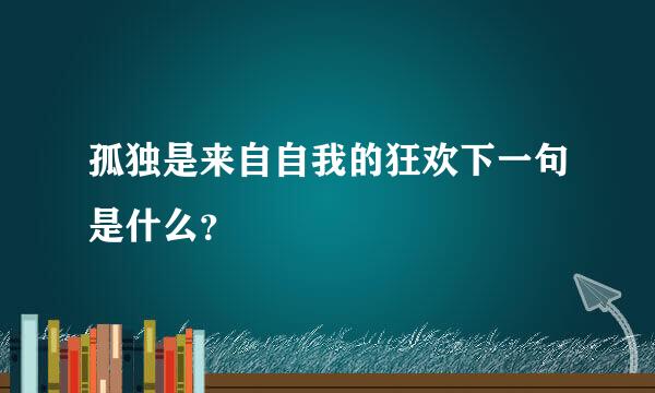 孤独是来自自我的狂欢下一句是什么？