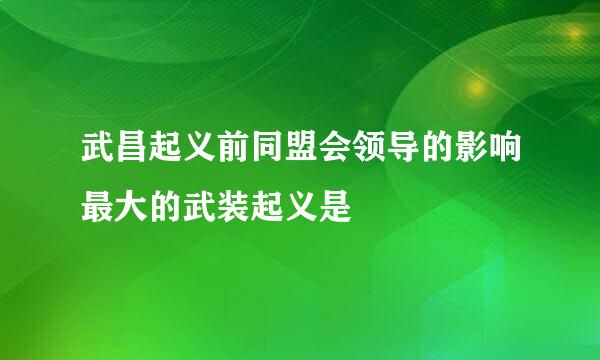 武昌起义前同盟会领导的影响最大的武装起义是