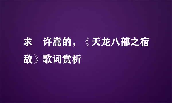 求 许嵩的，《天龙八部之宿敌》歌词赏析