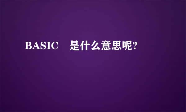 BASIC 是什么意思呢?