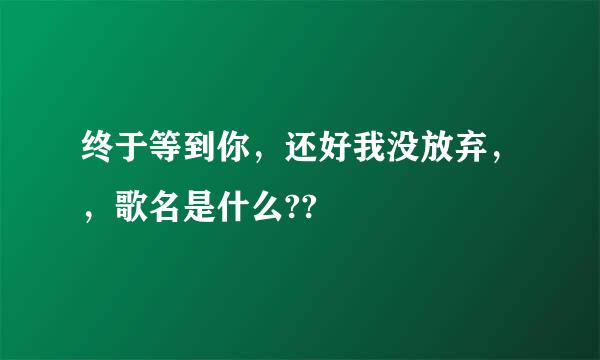 终于等到你，还好我没放弃，，歌名是什么??