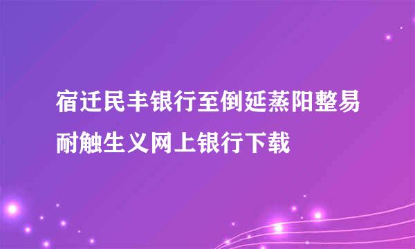 宿迁民丰银行至倒延蒸阳整易耐触生义网上银行下载