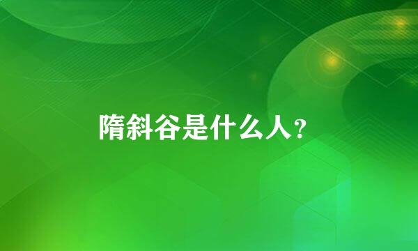 隋斜谷是什么人？