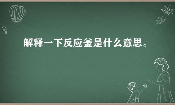 解释一下反应釜是什么意思。