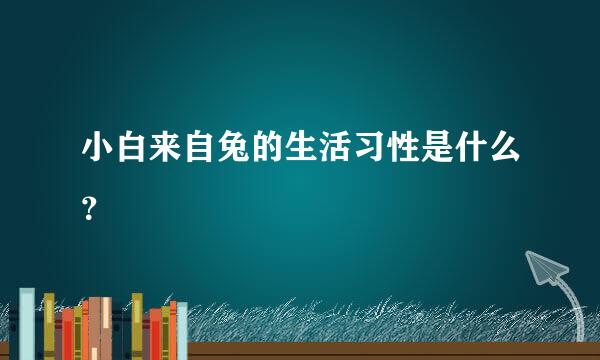 小白来自兔的生活习性是什么？