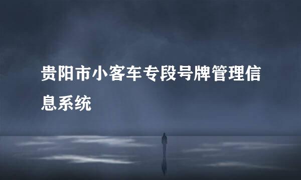 贵阳市小客车专段号牌管理信息系统