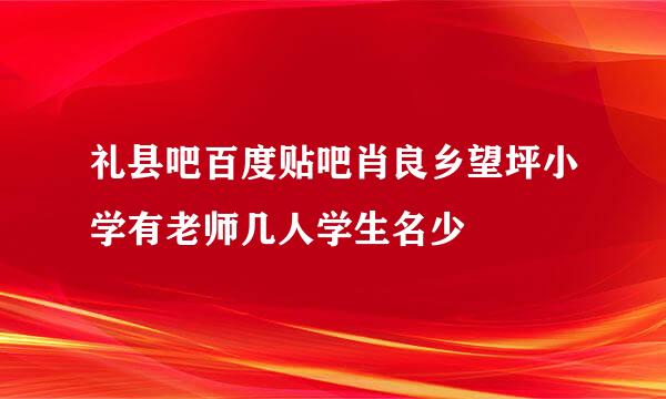 礼县吧百度贴吧肖良乡望坪小学有老师几人学生名少