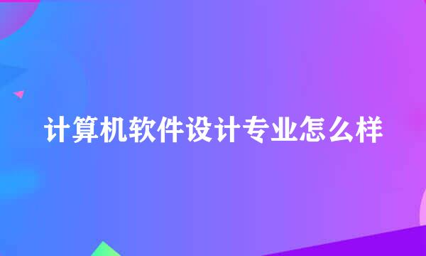 计算机软件设计专业怎么样