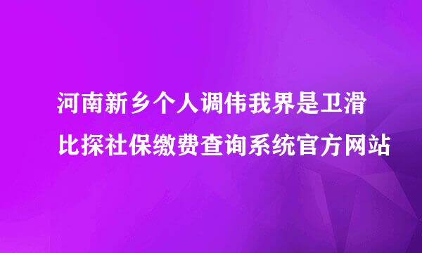 河南新乡个人调伟我界是卫滑比探社保缴费查询系统官方网站