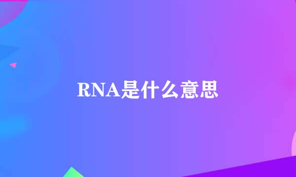 RNA是什么意思