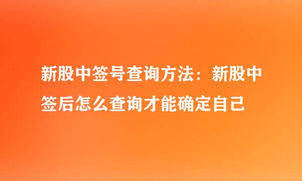 新股中签号查询方法：新股中签后怎么查询才能确定自己