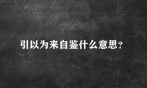 引以为来自鉴什么意思？