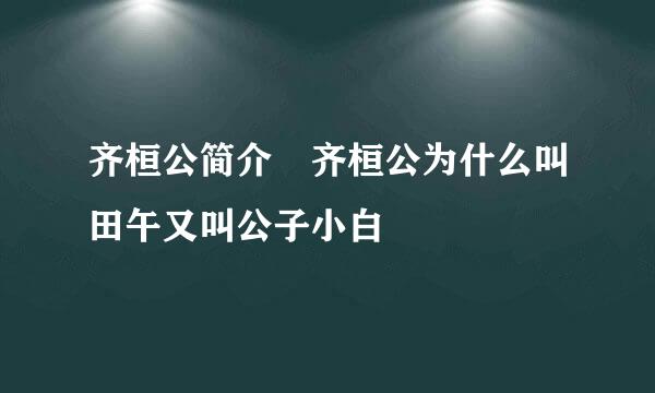 齐桓公简介 齐桓公为什么叫田午又叫公子小白