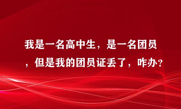 我是一名高中生，是一名团员，但是我的团员证丢了，咋办？