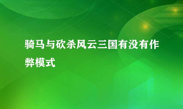 骑马与砍杀风云三国有没有作弊模式