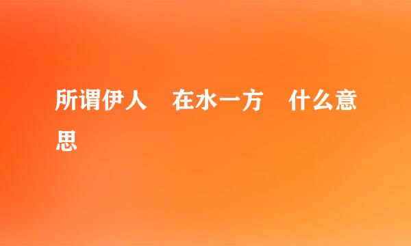 所谓伊人 在水一方 什么意思