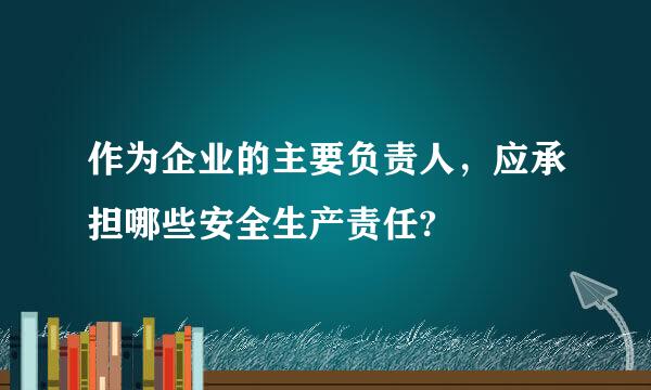 作为企业的主要负责人，应承担哪些安全生产责任?