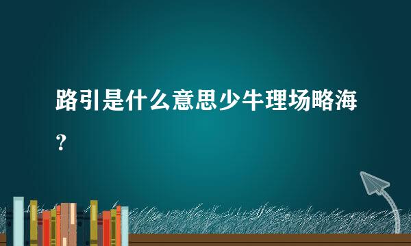 路引是什么意思少牛理场略海？