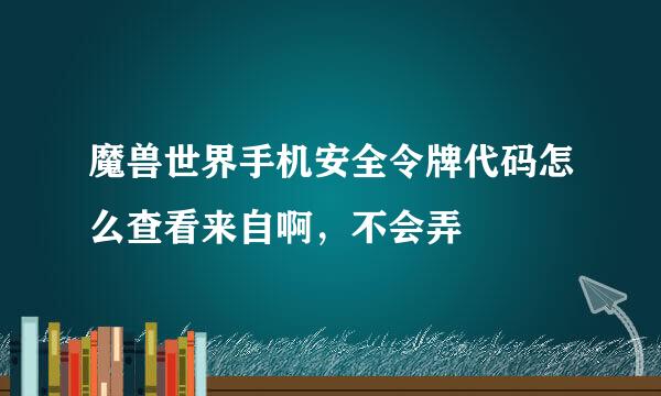 魔兽世界手机安全令牌代码怎么查看来自啊，不会弄