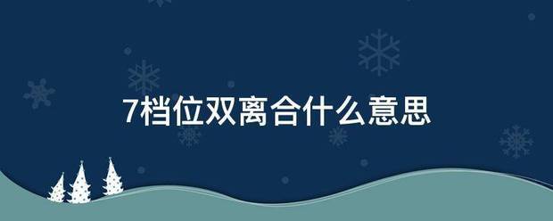 7档位双离合什条当超同兴才景斯么意思